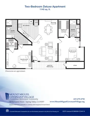 Floorplan of Covenant Living at Mount Miguel, Assisted Living, Nursing Home, Independent Living, CCRC, Spring Valley, CA 10