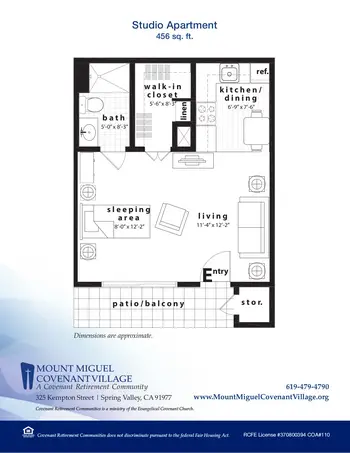 Floorplan of Covenant Living at Mount Miguel, Assisted Living, Nursing Home, Independent Living, CCRC, Spring Valley, CA 11