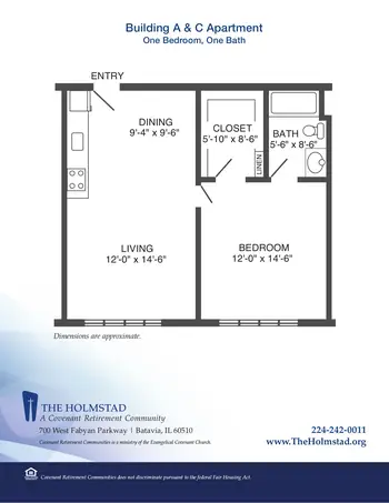Floorplan of Covenant Living at the Holmstad, Assisted Living, Nursing Home, Independent Living, CCRC, Batavia, IL 1