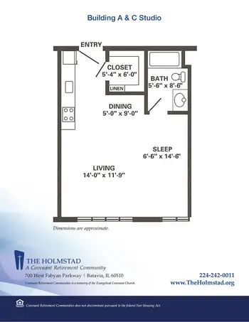 Floorplan of Covenant Living at the Holmstad, Assisted Living, Nursing Home, Independent Living, CCRC, Batavia, IL 3