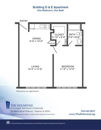 Floorplan of Covenant Living at the Holmstad, Assisted Living, Nursing Home, Independent Living, CCRC, Batavia, IL 4