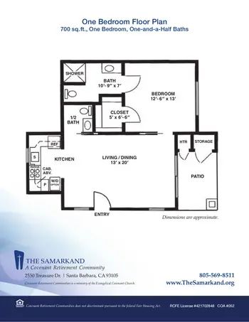 Floorplan of Covenant Living at the Samarkand, Assisted Living, Nursing Home, Independent Living, CCRC, Santa Barbara, CA 1