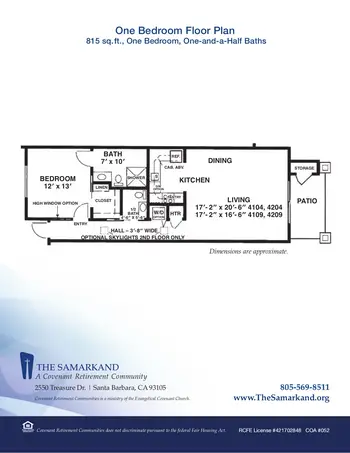 Floorplan of Covenant Living at the Samarkand, Assisted Living, Nursing Home, Independent Living, CCRC, Santa Barbara, CA 2