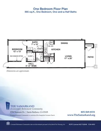 Floorplan of Covenant Living at the Samarkand, Assisted Living, Nursing Home, Independent Living, CCRC, Santa Barbara, CA 3