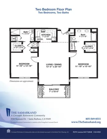 Floorplan of Covenant Living at the Samarkand, Assisted Living, Nursing Home, Independent Living, CCRC, Santa Barbara, CA 5