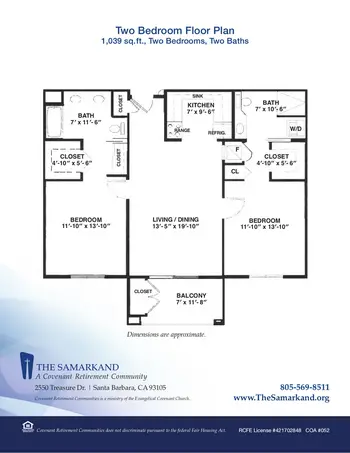 Floorplan of Covenant Living at the Samarkand, Assisted Living, Nursing Home, Independent Living, CCRC, Santa Barbara, CA 10
