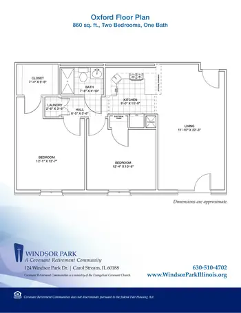 Floorplan of Covenant Living at Windsor Park, Assisted Living, Nursing Home, Independent Living, CCRC, Carol Stream, IL 5