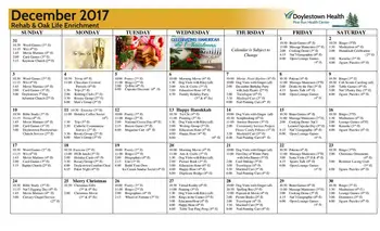 Activity Calendar of Pine Run, Assisted Living, Nursing Home, Independent Living, CCRC, Doylestown, PA 17