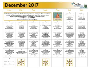 Activity Calendar of Pine Run, Assisted Living, Nursing Home, Independent Living, CCRC, Doylestown, PA 19