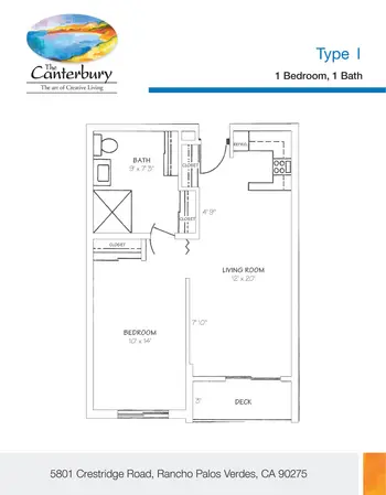 Floorplan of The Canterbury, Assisted Living, Nursing Home, Independent Living, CCRC, Rancho Palos Verdes, CA 1