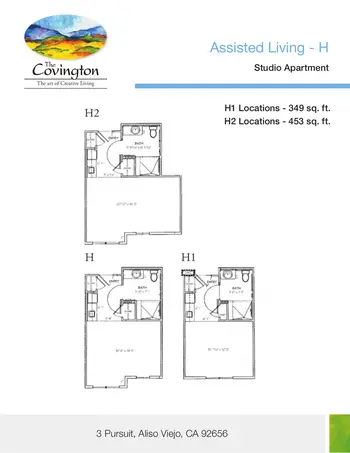 Floorplan of The Covington, Assisted Living, Nursing Home, Independent Living, CCRC, Aliso Viejo, CA 1