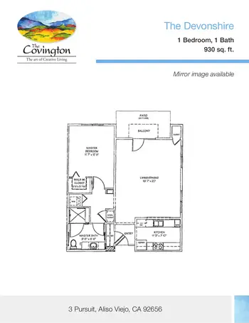 Floorplan of The Covington, Assisted Living, Nursing Home, Independent Living, CCRC, Aliso Viejo, CA 8