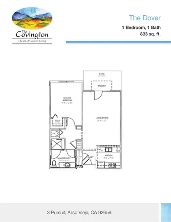 Floorplan of The Covington, Assisted Living, Nursing Home, Independent Living, CCRC, Aliso Viejo, CA 9