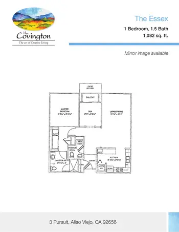 Floorplan of The Covington, Assisted Living, Nursing Home, Independent Living, CCRC, Aliso Viejo, CA 10