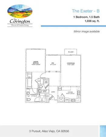 Floorplan of The Covington, Assisted Living, Nursing Home, Independent Living, CCRC, Aliso Viejo, CA 12