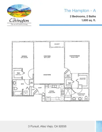 Floorplan of The Covington, Assisted Living, Nursing Home, Independent Living, CCRC, Aliso Viejo, CA 13