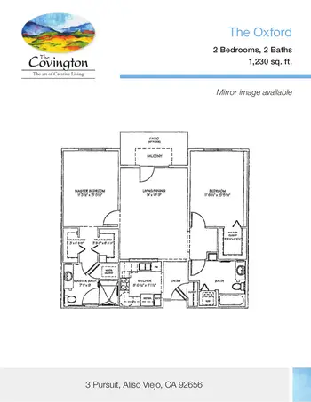 Floorplan of The Covington, Assisted Living, Nursing Home, Independent Living, CCRC, Aliso Viejo, CA 15