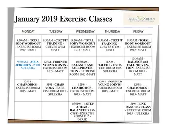 Activity Calendar of Glen Arden, Assisted Living, Nursing Home, Independent Living, CCRC, Goshen, NY 3