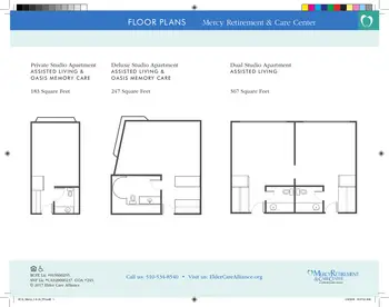 Floorplan of Mercy Retirement and Care, Assisted Living, Nursing Home, Independent Living, CCRC, Oakland, CA 1