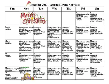 Activity Calendar of Newton Village, Assisted Living, Nursing Home, Independent Living, CCRC, Newton, IA 2