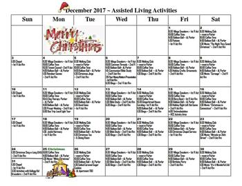 Activity Calendar of Newton Village, Assisted Living, Nursing Home, Independent Living, CCRC, Newton, IA 1