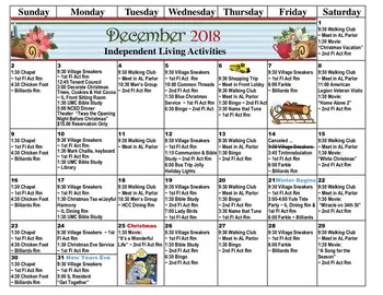 Activity Calendar of Newton Village, Assisted Living, Nursing Home, Independent Living, CCRC, Newton, IA 11