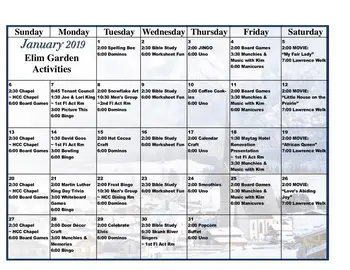 Activity Calendar of Newton Village, Assisted Living, Nursing Home, Independent Living, CCRC, Newton, IA 12
