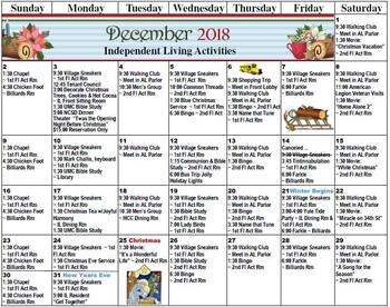 Activity Calendar of Newton Village, Assisted Living, Nursing Home, Independent Living, CCRC, Newton, IA 15