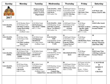 Activity Calendar of Valley View Village, Assisted Living, Nursing Home, Independent Living, CCRC, Des Moines, IA 3