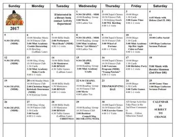 Activity Calendar of Valley View Village, Assisted Living, Nursing Home, Independent Living, CCRC, Des Moines, IA 4