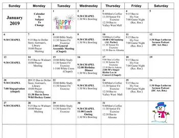Activity Calendar of Valley View Village, Assisted Living, Nursing Home, Independent Living, CCRC, Des Moines, IA 7