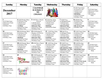 Activity Calendar of Valley View Village, Assisted Living, Nursing Home, Independent Living, CCRC, Des Moines, IA 12