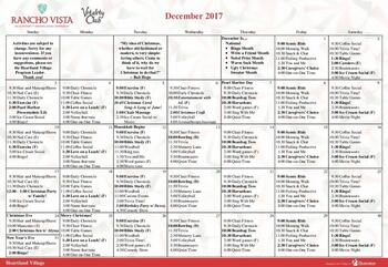 Activity Calendar of Vista, Assisted Living, Nursing Home, Independent Living, CCRC, Vista, CA 4