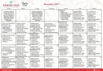 Activity Calendar of Vista, Assisted Living, Nursing Home, Independent Living, CCRC, Vista, CA 3
