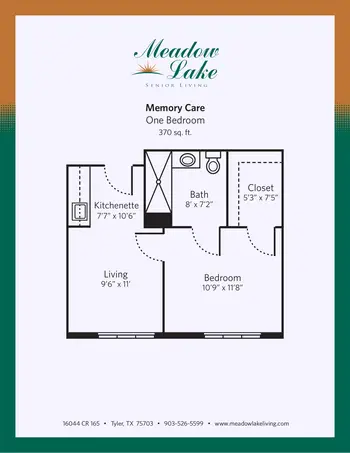 Floorplan of Meadow Lake Senior Living, Assisted Living, Nursing Home, Independent Living, CCRC, Tyler, TX 1