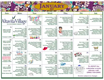 Activity Calendar of Westmont Village, Assisted Living, Nursing Home, Independent Living, CCRC, Riverside, CA 2
