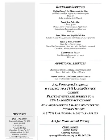 Dining menu of Westmont Village, Assisted Living, Nursing Home, Independent Living, CCRC, Riverside, CA 8