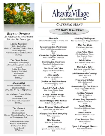 Dining menu of Westmont Village, Assisted Living, Nursing Home, Independent Living, CCRC, Riverside, CA 14