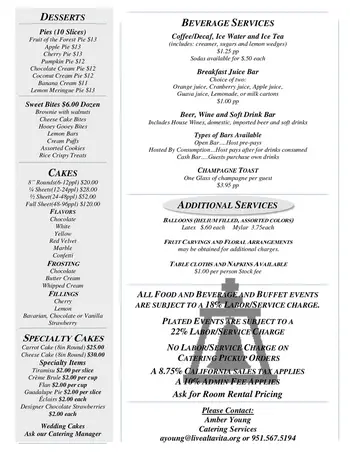 Dining menu of Westmont Village, Assisted Living, Nursing Home, Independent Living, CCRC, Riverside, CA 17