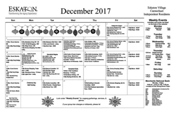 Activity Calendar of Eskaton Carmichael, Assisted Living, Nursing Home, Independent Living, CCRC, Carmichael, CA 1