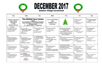 Activity Calendar of Eskaton Carmichael, Assisted Living, Nursing Home, Independent Living, CCRC, Carmichael, CA 5