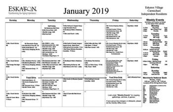 Activity Calendar of Eskaton Carmichael, Assisted Living, Nursing Home, Independent Living, CCRC, Carmichael, CA 7