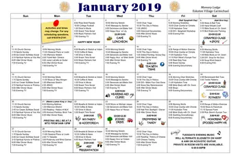 Activity Calendar of Eskaton Carmichael, Assisted Living, Nursing Home, Independent Living, CCRC, Carmichael, CA 9
