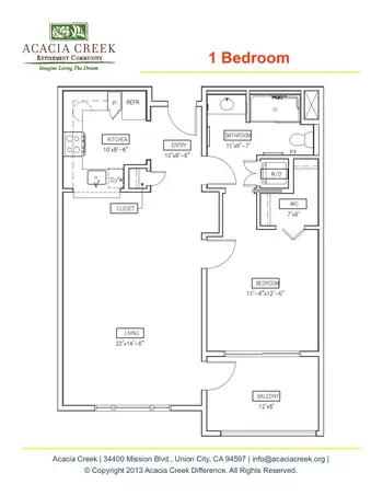 Floorplan of Acacia Creek, Assisted Living, Nursing Home, Independent Living, CCRC, Union City, CA 1