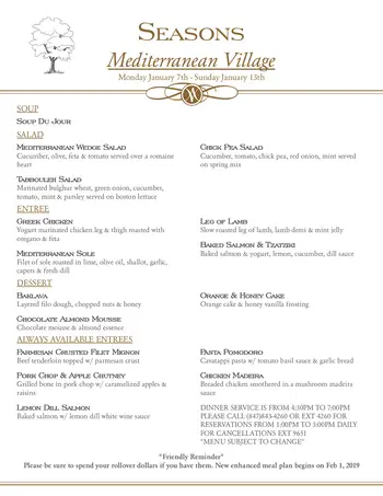 Dining menu of Friendship Village of Schaumburg, Assisted Living, Nursing Home, Independent Living, CCRC, Schaumburg, IL 9