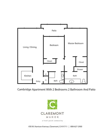 Floorplan of Claremont Manor, Assisted Living, Nursing Home, Independent Living, CCRC, Claremont, CA 2