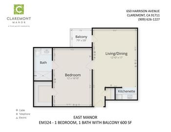 Floorplan of Claremont Manor, Assisted Living, Nursing Home, Independent Living, CCRC, Claremont, CA 4