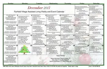 Activity Calendar of Fairfield Village of Layton, Assisted Living, Nursing Home, Independent Living, CCRC, Layton, UT 1