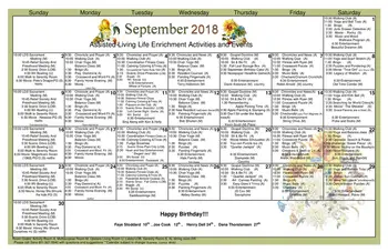 Activity Calendar of Fairfield Village of Layton, Assisted Living, Nursing Home, Independent Living, CCRC, Layton, UT 2