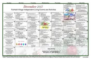Activity Calendar of Fairfield Village of Layton, Assisted Living, Nursing Home, Independent Living, CCRC, Layton, UT 3